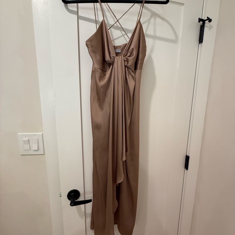 Elegant Tan Satin Dress